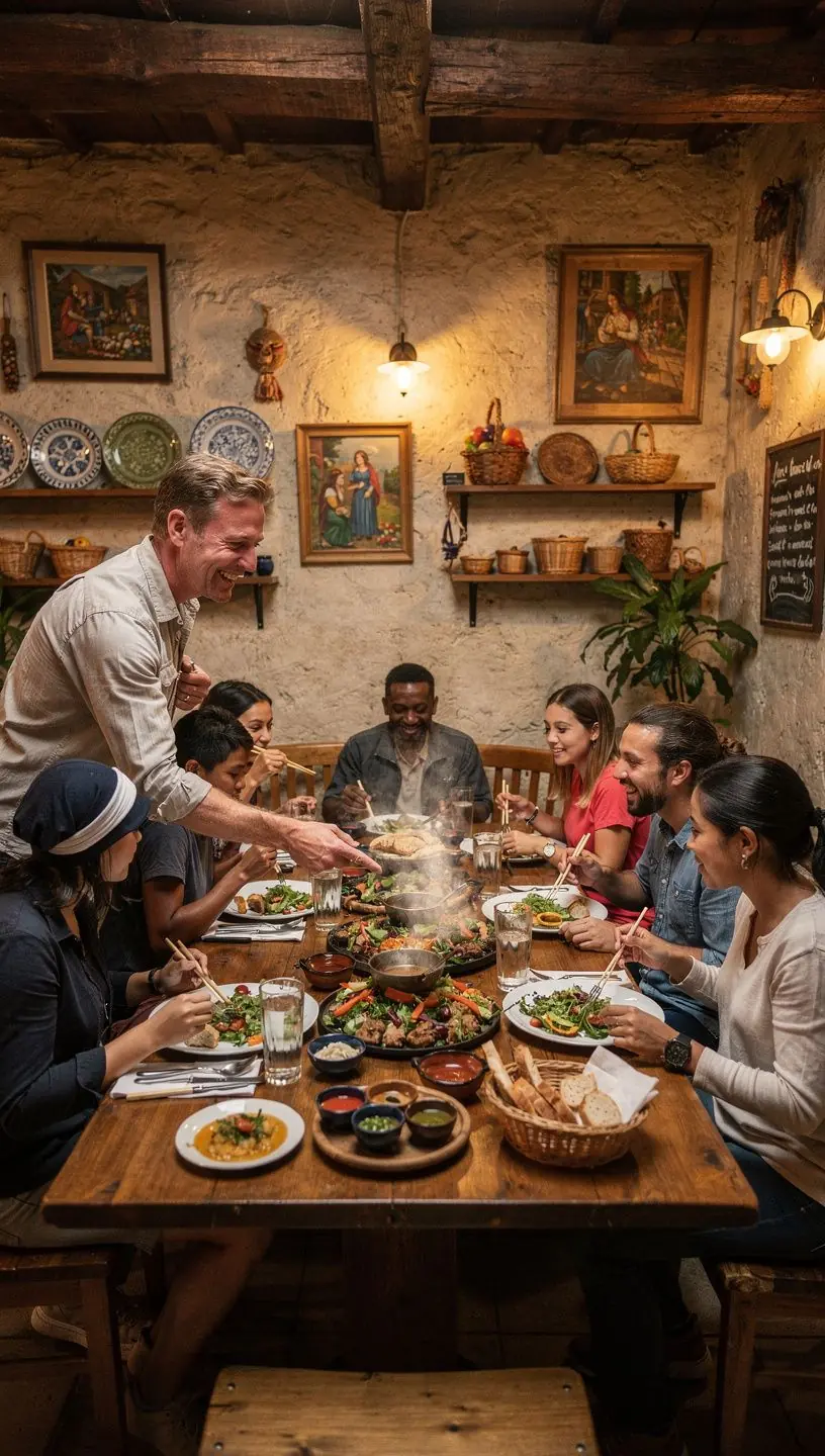 Turysta korzystający z telefonu, aby uzyskać informacje o pobliskich atrakcjach turystycznych.